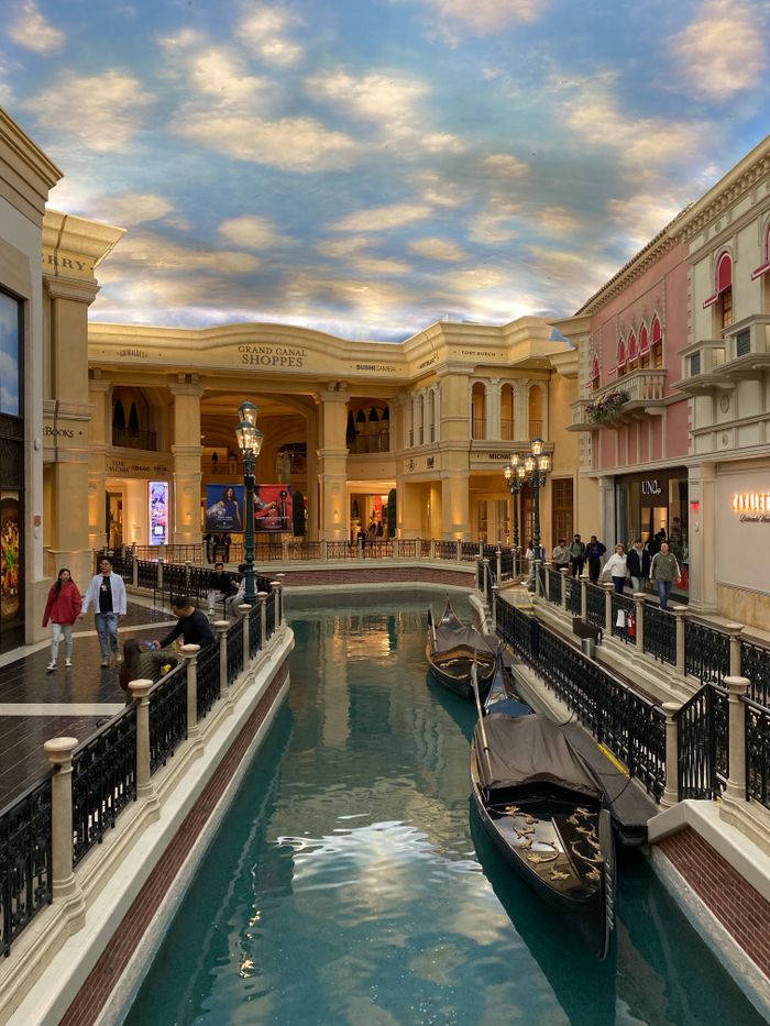 Experience the Venetian architecture and gondola rides in Las Vegas's famous resort.